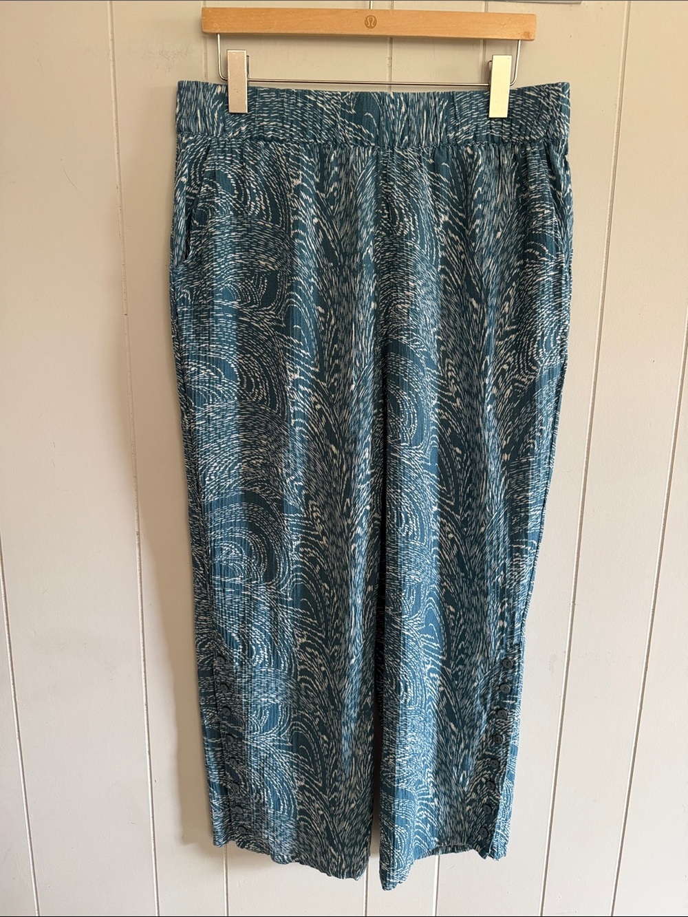 Soft Surroundings Wide Leg Pants Elastic Stretch Pull on Boho Coastal Size PL